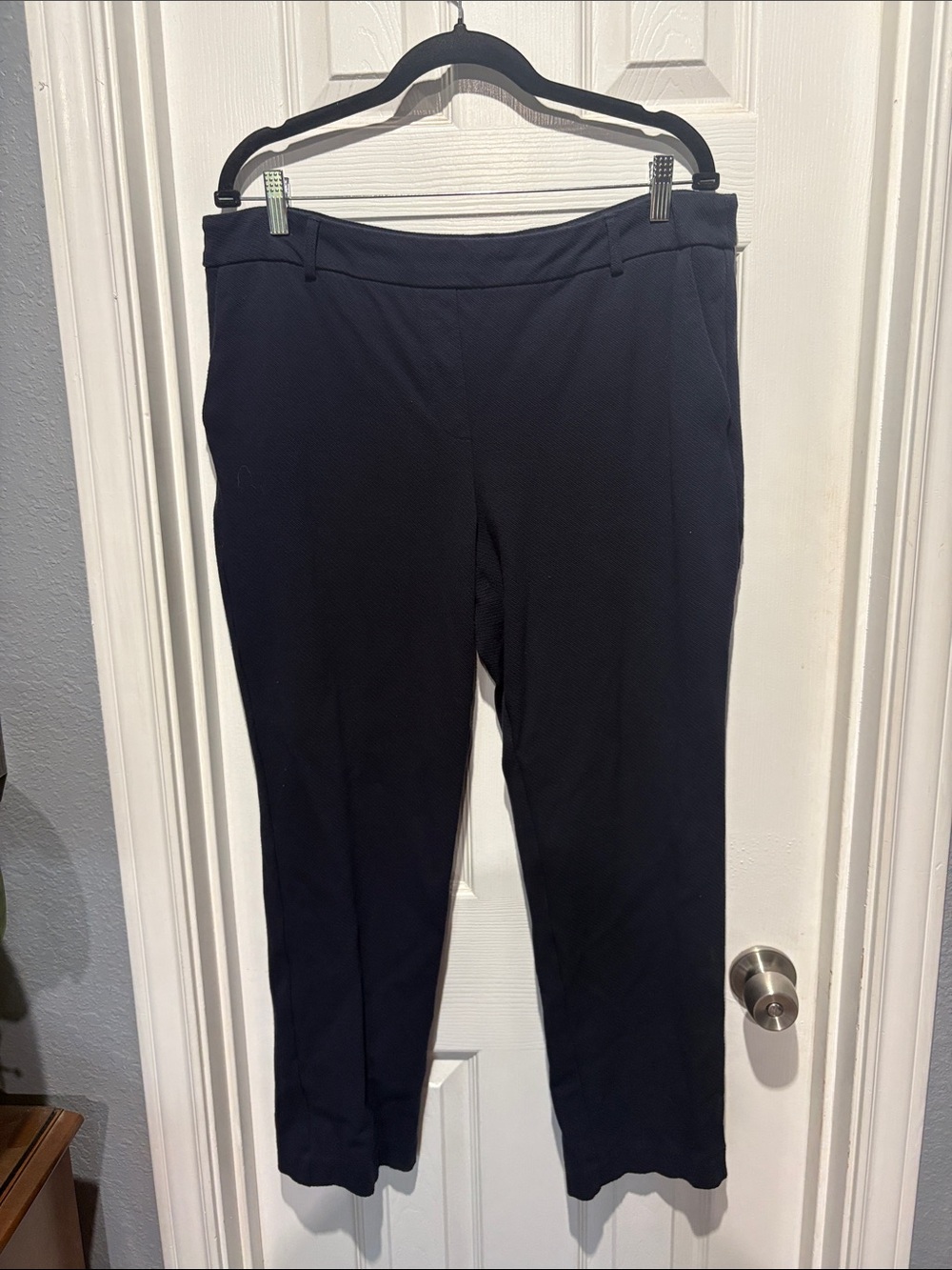 Dalia Tailored Straight-Leg Navy Dress Pants